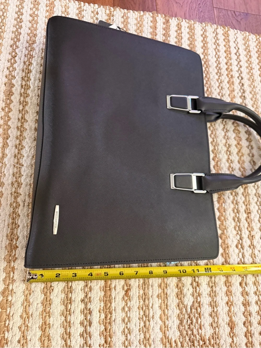 Black Structured Leather Briefcase Bag